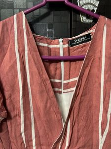 Striped Wrap Style Crop Top