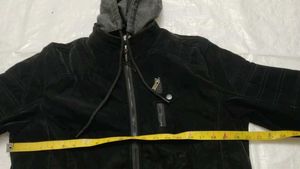 Black Hooded suede Jacket