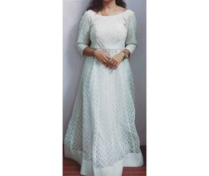 Elegant White Lace Anarkali Gown
