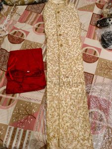 Men's Cream Embroidered Sherwani