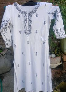 White Kurta with Black print