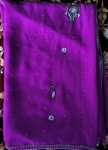 megneta Saree with Green Embellishment