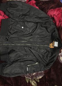 Bershka Classic Black Bomber Jacket