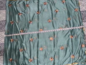 Embroidered Teal Silk Suit
