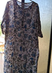 Floral Print Cotton Kurta with one pocket