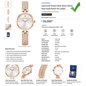 SWAROVSKI DREAM ROCK SILVER DIAL WD ROSEGOLD STRAP