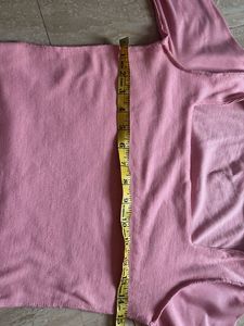 Pink ribbed Square Neck Long Sleeve Top