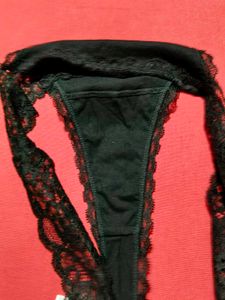 Women's Black Lace Thong Panty