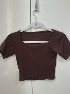 brown fitted cro top