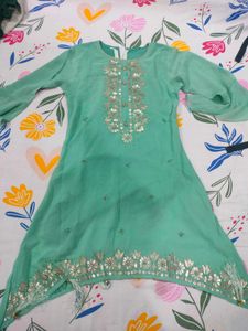 Exquisite Mint Green Embellished sharara