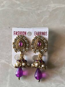 Purple Jhumka Earrings