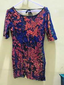 multi colour sequence dress for party wear.