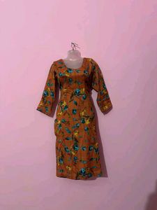 Stylish Orange Floral Kurta Set with Dupatta