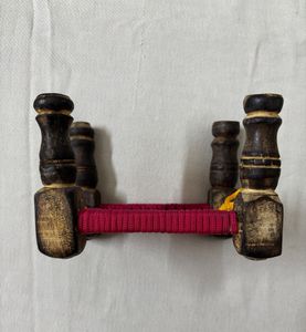 🆕Handmade Wooden &amp; Rope Miniature Cot Showpiece