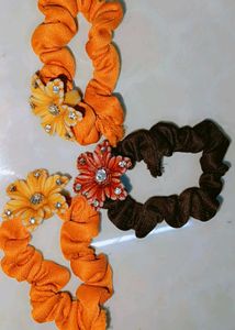 Floral Embellished Hair Scrunchies