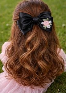 Floral Embroidered Hair Bow pack of 1