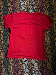 Red T-Shirt with Crown Graphic