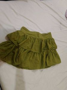 Olive Green Tiered Mini Skirt