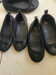 Black Ballet Flats with Bow Detail