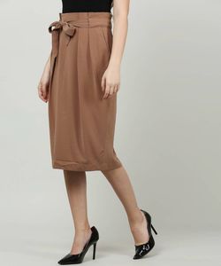 UCB Brown Belted Paperbag Waist Skirt