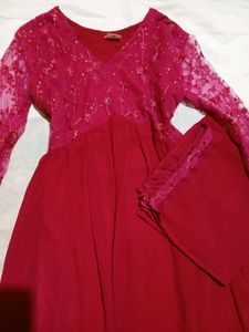 price drop🩷Pink Alia-cut kurtha set