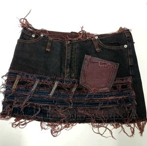Distressed Denim Skirt