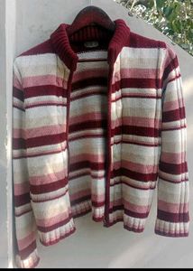 Striped Knit Cardigan Sweater