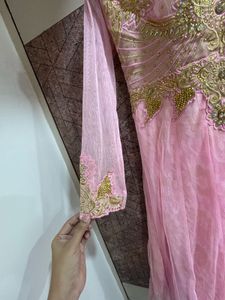 Pink &amp; Gold Embroidered Anarkali