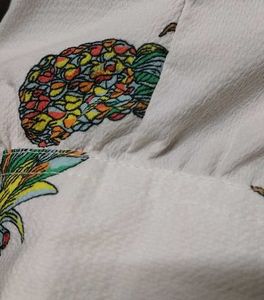Pineapple Print White Button-Up Shirt