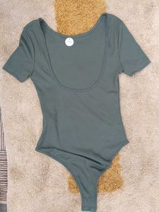 Ribbed Scoop Neck Bodysuit