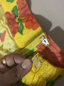 Floral Yellow silk Ethnic Skirt