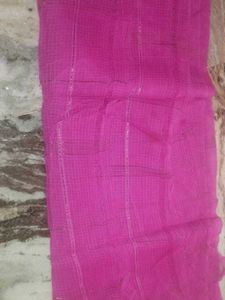 Vibrant Pink Odhna with Metallic Stripes