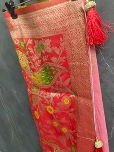 Beautifully Embellished Red Saree with blouse