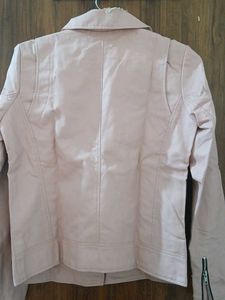 Pink Faux Leather Biker Jacket