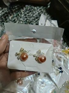 Elegant Pearl Bow Earrings Set Of 2 Pairs