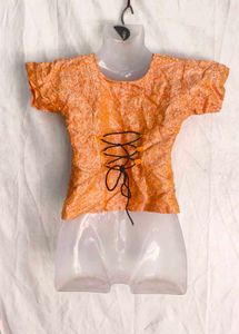 Embellished Orange Ethnic Blouse