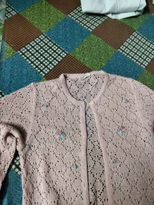 Cute Pink Crochet Cardigan