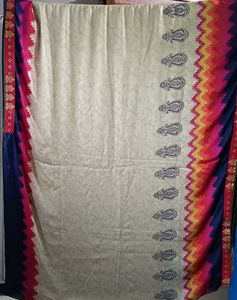 Beige Saree with Colorful Border
