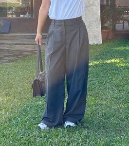 Gray Wide-Leg Trousers