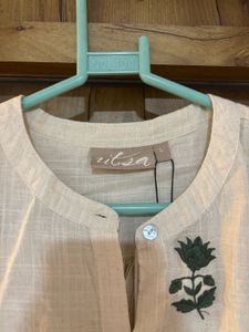 Cream Kurta with Block Print