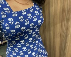 Blue Floral Print Kurta