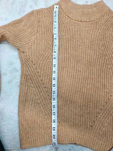 H&amp;M Camel Ribbed Mock Neck Sweater