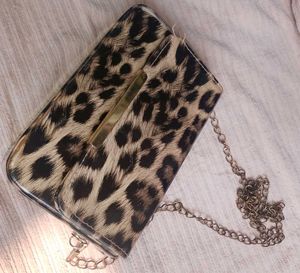 Leopard Print Chain Clutch