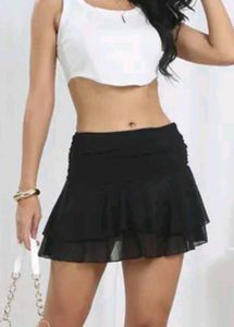 Chic Black Layered Mini Skirt