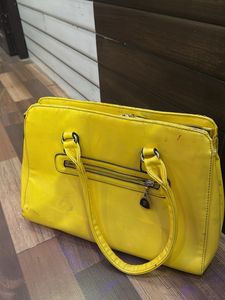 Stylish Yellow Patent Leather Handbag