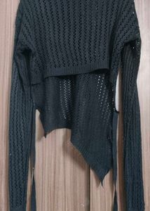Sheer Knit Asymmetrical Top