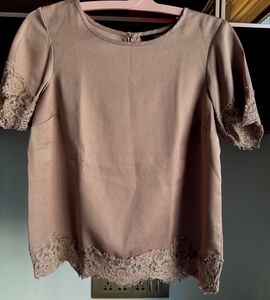 Elegant Lace Trim Satin Top