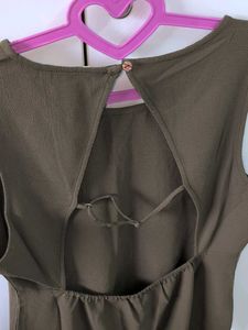 Olive Green Backless Mini Dress