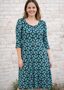 Blue Geometric Print Dress