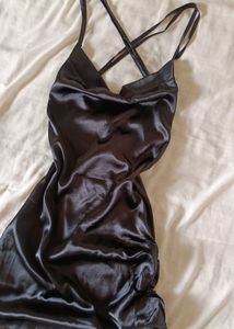 Sexy Cowl Neck Satin Dress